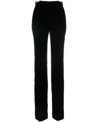 Saint Laurent - Pantaloni sartoriali neri dritti in velluto a vita alta - Lyst