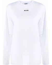 MSGM - Langarmshirt Mit Logo-Print - Lyst
