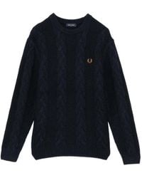 Fred Perry - Cable Knit Crew Neck Sweater - Lyst