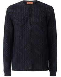 Missoni - Long-Sleeve Viscose And Cotton Henley Shirt - Lyst