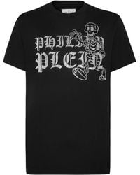 Philipp Plein - Rhinestone-Skeleton Cotton T-Shirt - Lyst