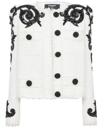 Balmain - Embroidered Tweed Jacket - Lyst