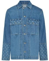Marine Serre - Moon-Print Denim Jacket - Lyst