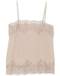 P.A.R.O.S.H. - Top Tipo Camisola Con Ribete De Encaje - Lyst