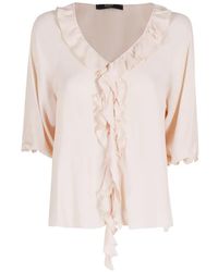 Seventy - Ruffled V-Neck Top - Lyst