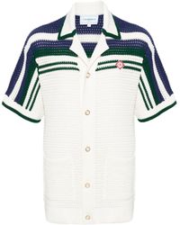 Casablanca - Striped Crochet-knit Shirt - Lyst