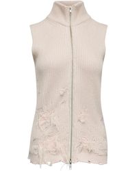 MM6 by Maison Margiela - Zip-Up Distressed Knitted Vest - Lyst