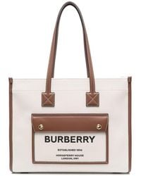 Burberry - Logo-print Cotton-canvas Tote Bag - Lyst