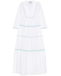 Vivetta - V-Neck Crochet-Trim Maxi Dress - Lyst