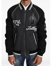 Dolce & Gabbana - Pinstripe-Pattern Bomber Jacket - Lyst