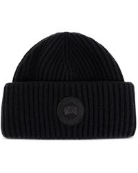 Canada Goose - Logo-Patch Ribbed-Knit Beanie Hat - Lyst