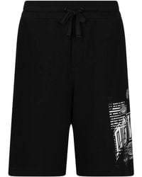 Dolce & Gabbana - Logo-Print Cotton Track Shorts - Lyst