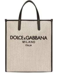 Dolce & Gabbana - Sand Canvas Small Shopping Bag - Lyst