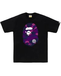 A Bathing Ape - T-Shirt Met Camouflageprint En Aapdetail - Lyst
