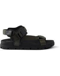 Prada - Suede And Woven Tape Sporty Sandals - Lyst