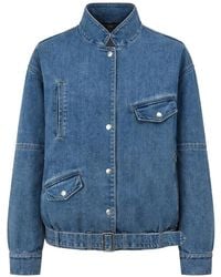 Tibi - Moto Denim Bomber - Lyst