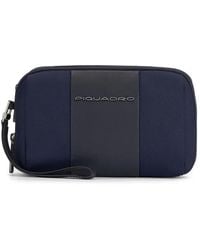 Piquadro - Logo-Plaque Panelled Clutch Bag - Lyst