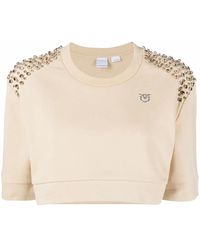 Pinko - Embellished Cropped Sweatshirt - Lyst