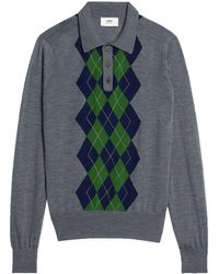 Ami Paris - Diamond-knit Polo Shirt - Lyst