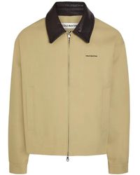 Cole Buxton - Leather-Collar Logo-Print Jacket - Lyst