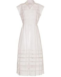 Cara Cara - Lace-Insert Midi Dress - Lyst
