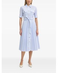 Fracomina - Striped Belted Midi Dress - Lyst