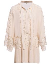 Elie Saab - Macramé-Trimmed Pleated Mini Dress - Lyst