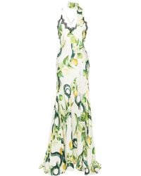 Roberto Cavalli - Lemon-print Silk Maxi Dress - Lyst