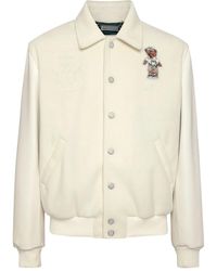 Philipp Plein - Leather And Wool Bomber Teddy Beach Jacket - Lyst