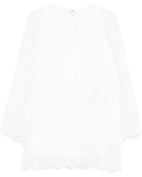 Chloé - Katoenen Voile Mini-Jurk - Lyst