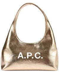 A.P.C. - Mini Ninon Metallic Logo Shoulder Bag - Lyst