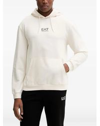 EA7 - Logo-Print Drawstring Hoodie - Lyst