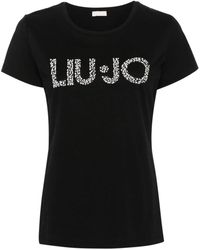 Liu Jo - Studded-logo Cotton T-shirt - Lyst