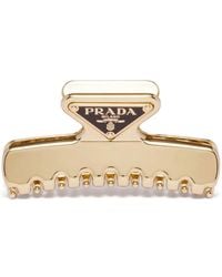 Prada - Triangle Logo Hair Clip - Lyst