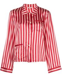 Morgan Lane Ruthie Striped Satin Pyjama Shirt - Red
