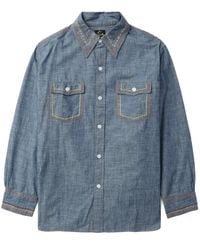 Needles - Contrast-Stitching Denim Shirt - Lyst