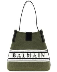 Balmain - Intarsia Logo Canvas Bucket Bag - Lyst