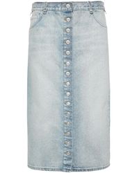 Courreges - D-Rings Denim Midi-Rok - Lyst