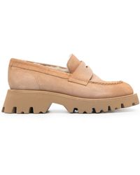 Santoni - Penny Slot Suede Loafers - Lyst