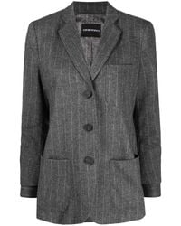 Emporio Armani - Pinstripe-Pattern Single-Breasted Blazer - Lyst