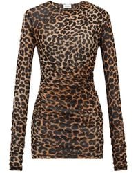 Saint Laurent - Vestido corto con estampado de leopardo - Lyst