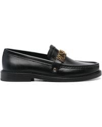 Moschino - Logo-plaque Leather Loafers - Lyst