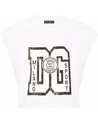Dolce & Gabbana - Cropped T-shirt Met Logoprint - Lyst