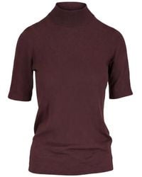 Brunello Cucinelli - High-Neck Short-Sleeve Cashmere Sweater - Lyst
