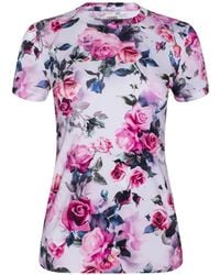 L'Agence - T-Shirt Ressi À Fleurs - Lyst