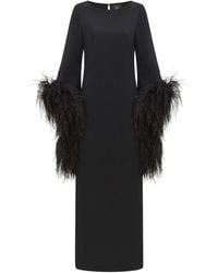 ‎Taller Marmo - Del Lago Feather-Embellished Midi Dress - Lyst