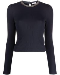 Brunello Cucinelli - Long-sleeved Ribbed Top - Lyst