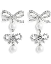 Self-Portrait - Double-Bow Pearl Earrings - Lyst