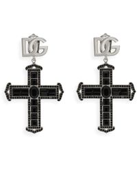 Dolce & Gabbana - Kim Rhinestone-Embellished Cross Earrings - Lyst