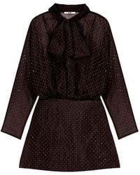 Maje - Rhinestone-Embellished Long-Sleeve Mini Dress - Lyst